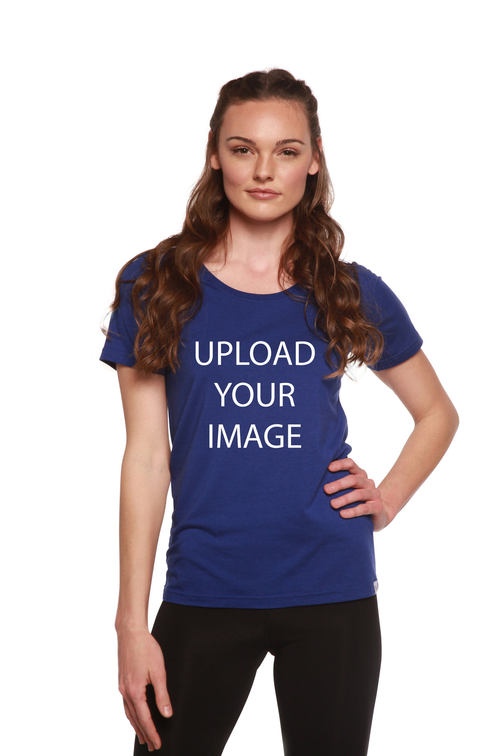 Custom Printed Women's Bamboo/Cotton Short Sleeve Scoop Neck Graphic T-Shirt